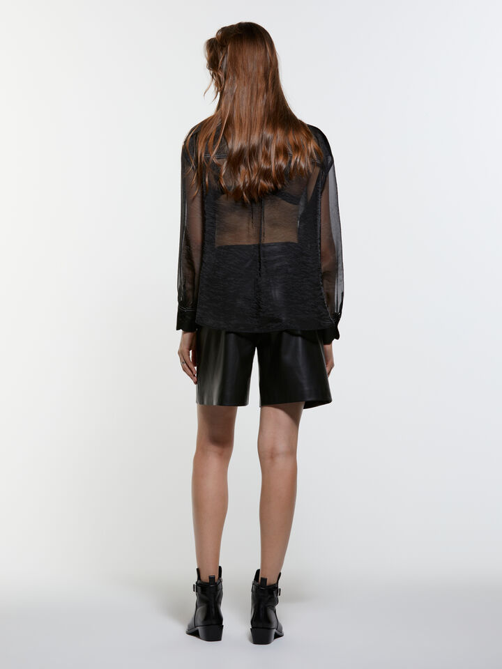 Black see-through shirt with pockets - women's shirts - Black | Sisley image number 2